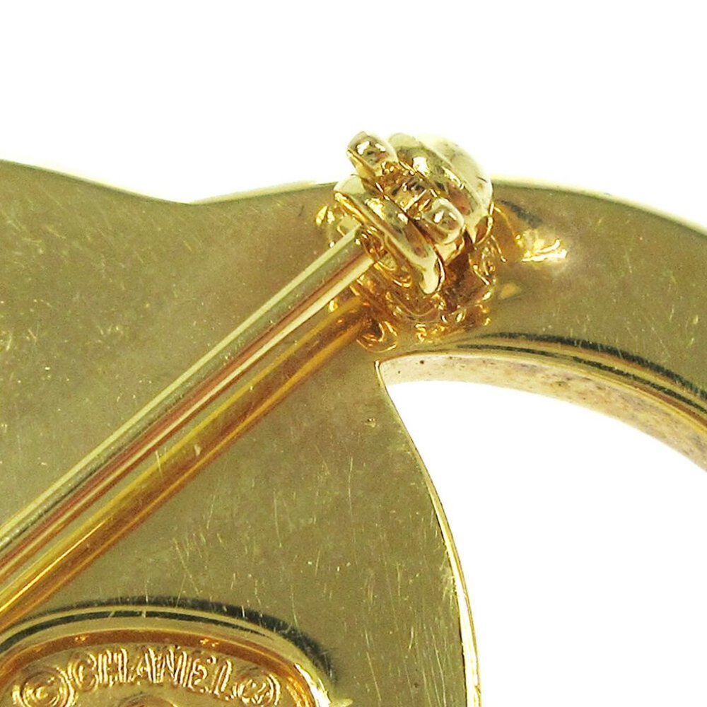 AUTH CHANEL CC Logos Turnlock Motif Brooch Pin Corsage Gold-Tone 96P Vintage - Picture 4 of 4